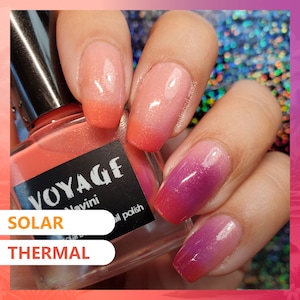 Solarthermal Indie Nail Polish [Navini] Pink Magenta Purple Flakie Crelly Heat Sun Changing Handmade Lacquer, Summer Nail Art Nail Varnish