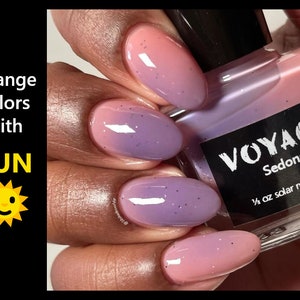 Sedona - Solar Sun Reactive Handmade Nail Polish, Pink Lavender Purple Color Shifting Glitter Crelly, Fall Designs Nail Varnish