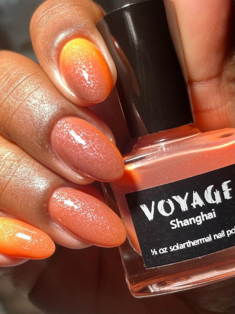 Shanghai Solarthermal Neon Unique Nail Polish, Orange Pink Neon Crelly UV Reactive Nail Polish, Summer Designs Nail Polish image 10