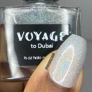 Dubai Halo Holographic Indie Nail Polish, Rainbow Chunky Flakie Glitter Topper Nail Polish, Spring Designs Nail Varnish image 2