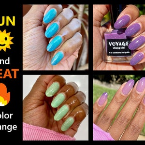 Chiang Mai - Textured Sun Changing Unique Nail Polish, Teal Blue Green Gray Purple Glitter Solarthermal, Songkran Festival Nail Varnish