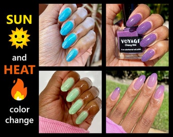 Chiang Mai - Vernis à ongles unique texturé changeant de soleil, Teal Blue Green Grey Purple Glitter Solarthermal, Vernis à ongles Songkran Festival