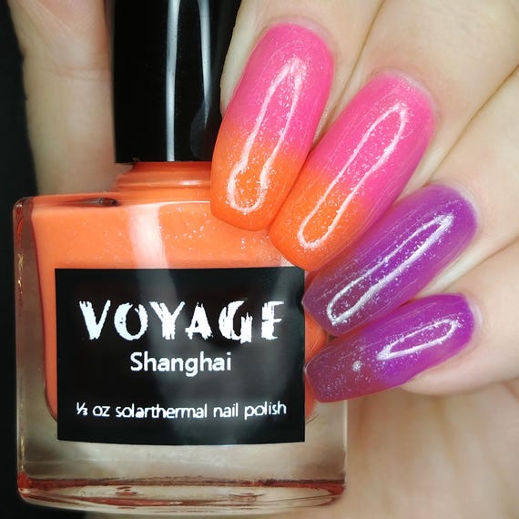 Neon Solarthermal Unique Nail Polish [Shanghai] changes colors from orange to pink to purple