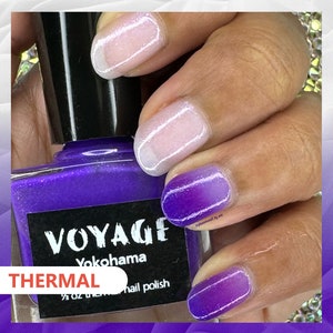 Vernis à ongles à changement thermique [Yokohama] fait main violet violet brillant transparent Crelly, vernis à ongles Spring Designs