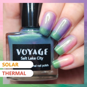 Solarthermal Nail Polish [Salt Lake City] Indie Emerald Green Pink Purple Creme Nail Varnish, Spring Floral Tone Shifting Fingernail Lacquer
