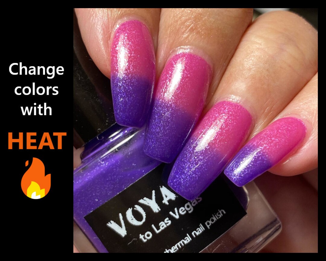 Vegas Thermal Neon Indie Nail Polish Hot Pink Purple Neon Crelly