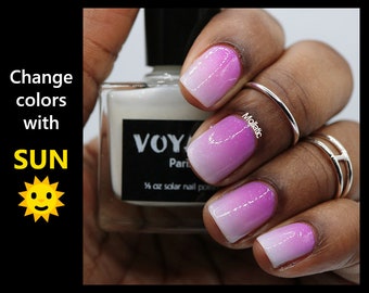 Paris - Solar UV Color Shifting Unique Nail Polish, White Pink Flakie Sun Changing Creme Polish, Spring Nail Art Polish