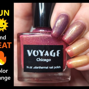 Chicago Solarthermal Color Shifting Unique Nail Polish, Gold Red Purple Flakie Glitter Crelly, Polish and Beauty Expo 2022 VIP Bag Special image 10