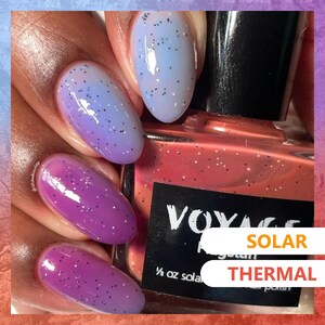 Solarthermal Color Changing Indie Nail Polish [Flagstaff] Orange Blue Purple Red Glitter Crelly, Autumn Nail Art Nail Polish
