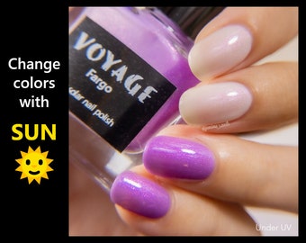 Fargo - Solar UV Reactive Handmade Nail Polish, Purple White Shimmer Shifting Creme Polish, Easter Gift Nail Art Nail Polish