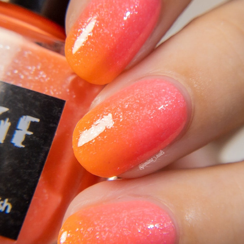 Shanghai Solarthermal Neon Unique Nail Polish, Orange Pink Neon Crelly UV Reactive Nail Polish, Summer Designs Nail Polish image 7