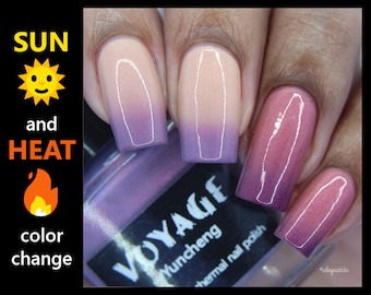 Yuncheng: Shimmery Solarthermal Nail Polish, Unique Purple Orange Pink Red Creme Nail Lacquer, Spring and Halloween Nail Art Nail Lacquer