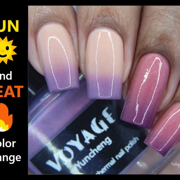 Yuncheng: Shimmery Solarthermal Nail Polish, Unique Purple Orange Pink Red Creme Nail Lacquer, Spring and Halloween Nail Art Nail Lacquer