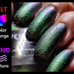 Timbuktu Textured Duochrome Handmade Nail Polish, Sage Green Gold Blue Mali Inspired Unique Color Shifting Fall Manicure Nail Lacquer image 1