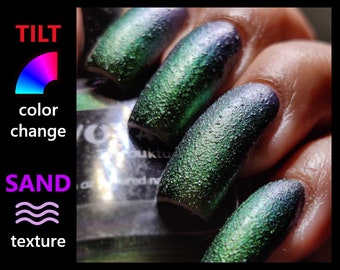 Timbuktu - Textured Duochrome Handmade Nail Polish, Sage Green Gold Blue Mali Inspired Unique Color Shifting Fall Manicure Nail Lacquer