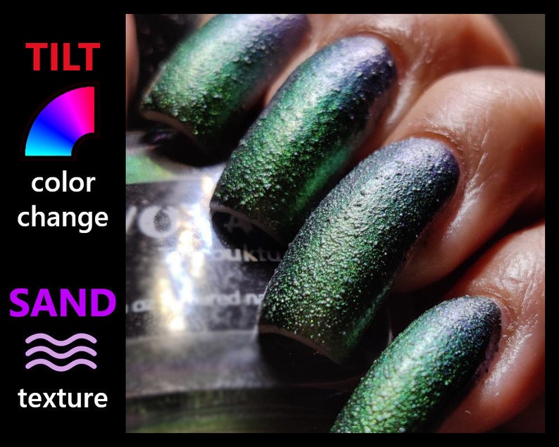 Timbuktu Textured Duochrome Handmade Nail Polish, Sage Green Gold Blue Mali Inspired Unique Color Shifting Fall Manicure Nail Lacquer image 1