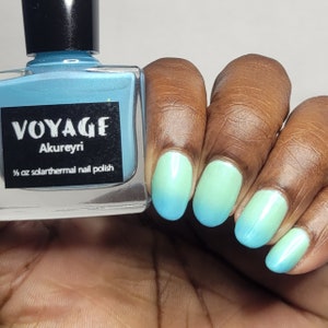 Akureyri Shifty Solarthermal Indie Nail Polish, Teal Blue Purple Turquoise Creme, Iceland Ice Cave Inspired Sun Changing Fingernail Polish image 9