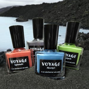 Solarthermal Handmade Nail Polish Set [Frosted Twilight] includes 4 solar and thermal color changing lacquers