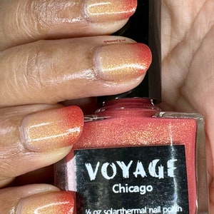 Chicago Solarthermal Color Shifting Unique Nail Polish, Gold Red Purple Flakie Glitter Crelly, Polish and Beauty Expo 2022 VIP Bag Special image 4