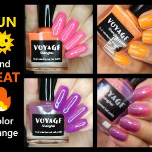 Shanghai Solarthermal Neon Unique Nail Polish, Orange Pink Neon Crelly UV Reactive Nail Polish, Summer Designs Nail Polish image 1