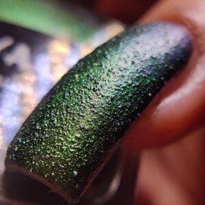 Timbuktu Textured Duochrome Handmade Nail Polish, Sage Green Gold Blue Mali Inspired Unique Color Shifting Fall Manicure Nail Lacquer image 4