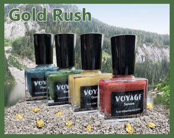 Gold Rush - Trithermal and Solar Handmade Nail Polish Set, Sparkly Gold Flakie Tri Thermal Collection, Autumn Designs Fingernail Polish