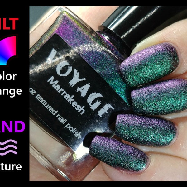 Marrakesh - Textured Duochrome Handmade Nail Polish, Teal Blue Purple Fuchsia Morocco Inspired Mood Changing Fall Manicure Fingernail Polish