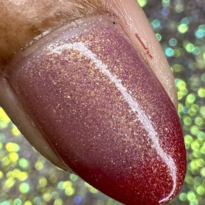 Chicago Solarthermal Color Shifting Unique Nail Polish, Gold Red Purple Flakie Glitter Crelly, Polish and Beauty Expo 2022 VIP Bag Special image 8