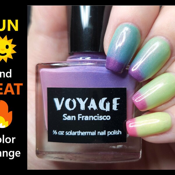 San Francisco: Schimmernder Solarthermischer Nagellack, Handgefertigter Pink Gelb Teal Lila Creme Nagellack, Sommer Neon Farben Nagellack