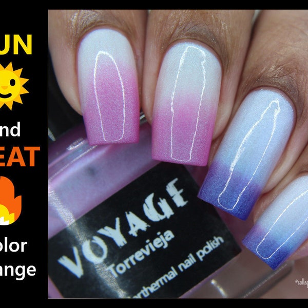 Torrevieja - Solarthermal Mood Changing Indie Nail Polish, Pink Purple Blue White Creme Solar Thermal, Spring Manicure Fingernail Polish