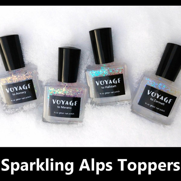 Sparkling Alps - Iridescent Glitter Indie Nail Polish Set, Opal Aurora Unicorn Shimmer Glitter Toppers, Winter Nail Art Nail Lacquer