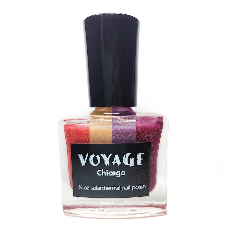 Chicago Vernis à ongles unique Solarthermal couleur changeant, Crelly scintillant doré rouge pourpre, Polish and Beauty Expo 2022, spécial sac VIP image 2