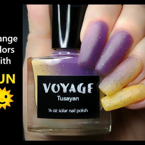Tusayan - Solar UV Reactive Unique Nail Polish, Yellow Brown Purple Color Shifting Glitter Crelly, Autumn Manicure Nail Lacquer