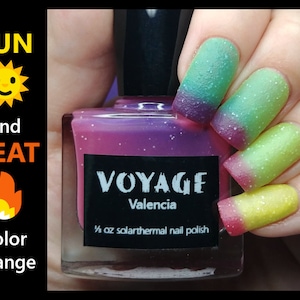 Valencia Textured Color Changing Indie Nail Polish, Pink Yellow Green Purple Glitter Solarthermal, Las Fallas Spring Festival Nail Lacquer image 1