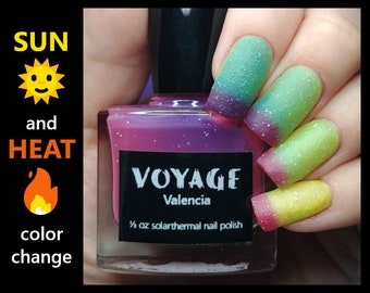 Valencia - Textured Color Changing Indie Nail Polish, Pink Yellow Green Purple Glitter Solarthermal, Las Fallas Spring Festival Nail Lacquer