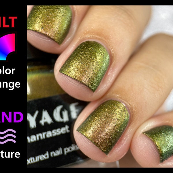 Tamanrasset - Textured Multichrome Unique Nail Polish, Orange Copper Gold Green Algeria Inspired Color Changing Autumn Nail Art Nail Varnish