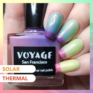 Vernis à ongles Solarthermal [San Francisco] Vernis à ongles crème scintillant fabriqué à la main rose jaune sarcelle violet, couleurs néon d'été