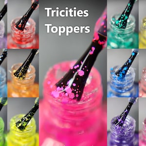 Rainbow of Glitter Nail Polishes [Tricities Toppers] Chunky Hex Glitters Collection, Mix and Match Matte Confetti for Custom Indie DIY Look