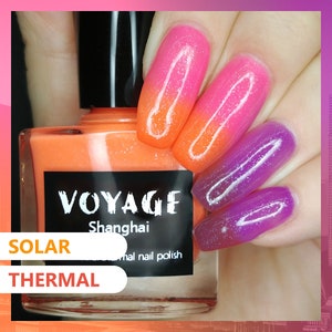 Neon Solarthermal Unique Nail Polish [Shanghai] Orange Pink Neon Crelly UV Reactive Nail Polish, Summer Designs Nail Polish