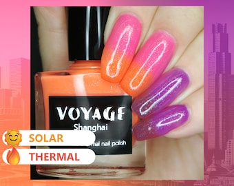 Neon Solarthermal Unique Nail Polish [Shanghai] Orange Pink Neon Crelly UV Reactive Nail Polish, Summer Designs Nail Polish