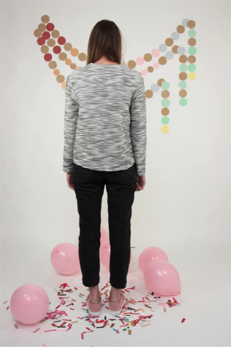 Striped cotton black and white with contrasting pink pockets ool sister/'s gift Cardigan Everyday look out of office weekend jacket