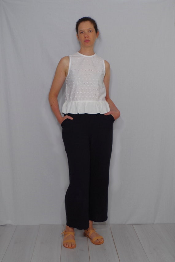 white cotton peplum top