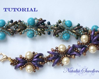 Beading Tutorial, Purple Bracelet, Jewelry Tutorial, Bead Pattern PDF, Instant Download.