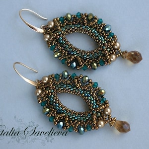 Beading Tutorial, Emerald Earrings, Jewelry Tutorial, Bead Pattern PDF, Instant Download.