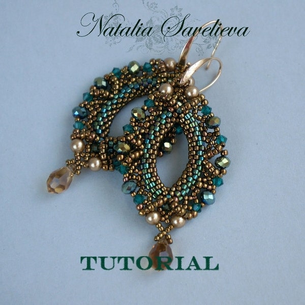 Beading Tutorial, Emerald Earrings, Jewelry Tutorial, Bead Pattern PDF, Instant Download.