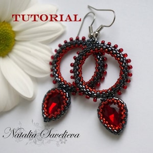 Beading Tutorial, Red Earrings, Jewelry Tutorial,  Bead Pattern PDF, Instant Download.