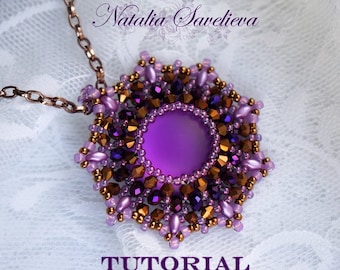 Beading Tutorial, Heliotrope Pendant, Bead Pattern PDF, Jewelry Tutorial, Instant Download.