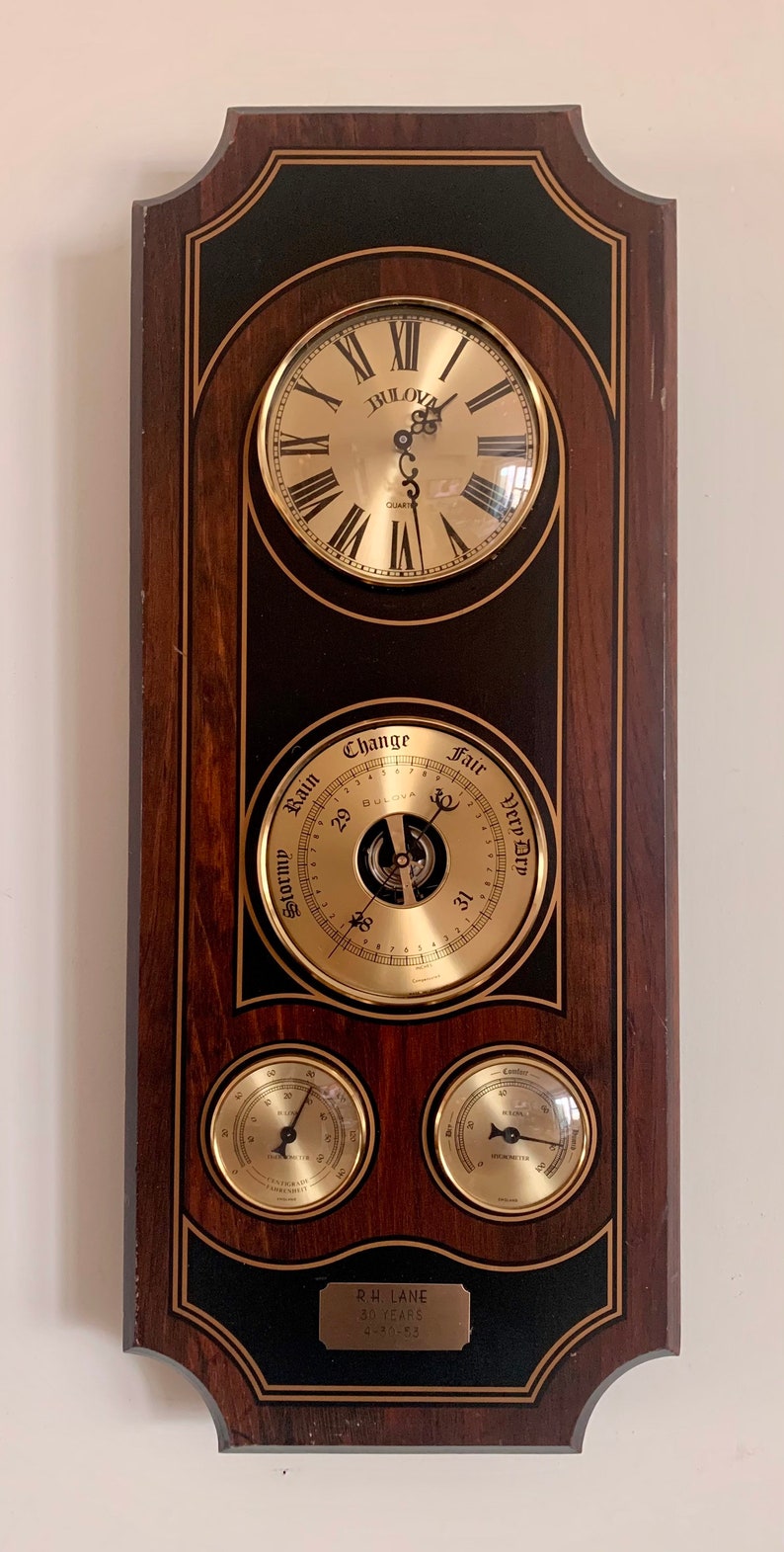 Bulova Weather Station Clock Thermostat Hygrometer Working Etsy
