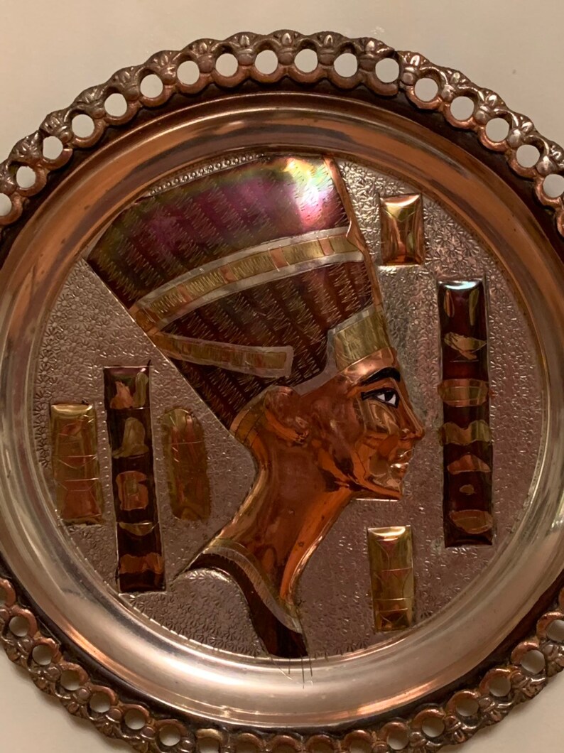 Egyptian Brass Wall Decor Cut Out Plate Cleopatra Pharaoh Etsy