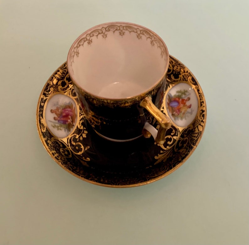 Antique Dresden German Richard Klemm Set Cup And Saucer 19 Century